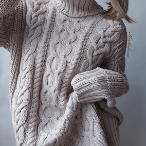 Chunky cotton turtleneck sweater deals