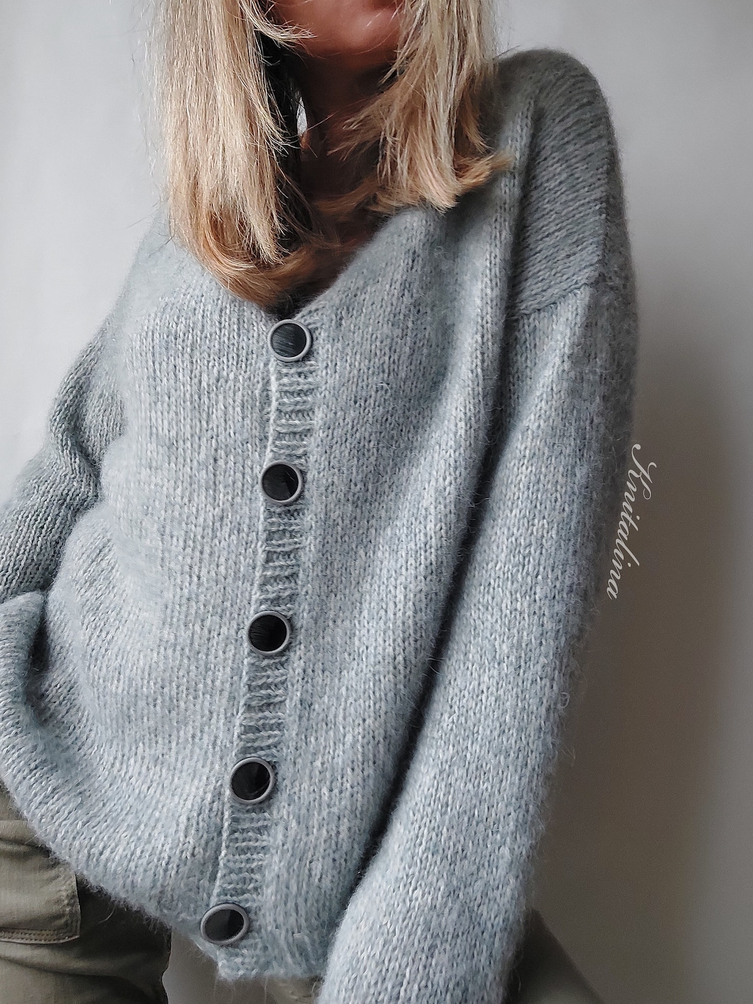 Grau Grobstrickjacke Damen REITMAYER Strickjacke Mit Kapuze (Grau