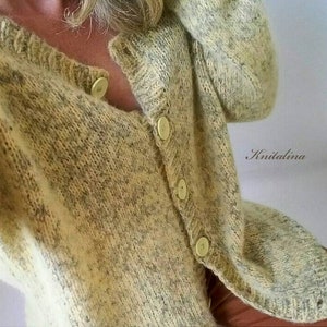 Alpaca Women Cardigan. Yellow Lemon Lime Oversized Cardigan. Buttoned Sweater Cardigan. Slouchy Sweater.