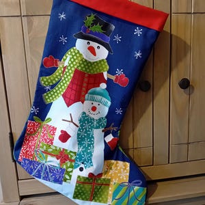 Large Christmas Stocking, snowmen, Personalised Christmas Stocking, Children&#39;s Christmas Stocking, Family Stocking