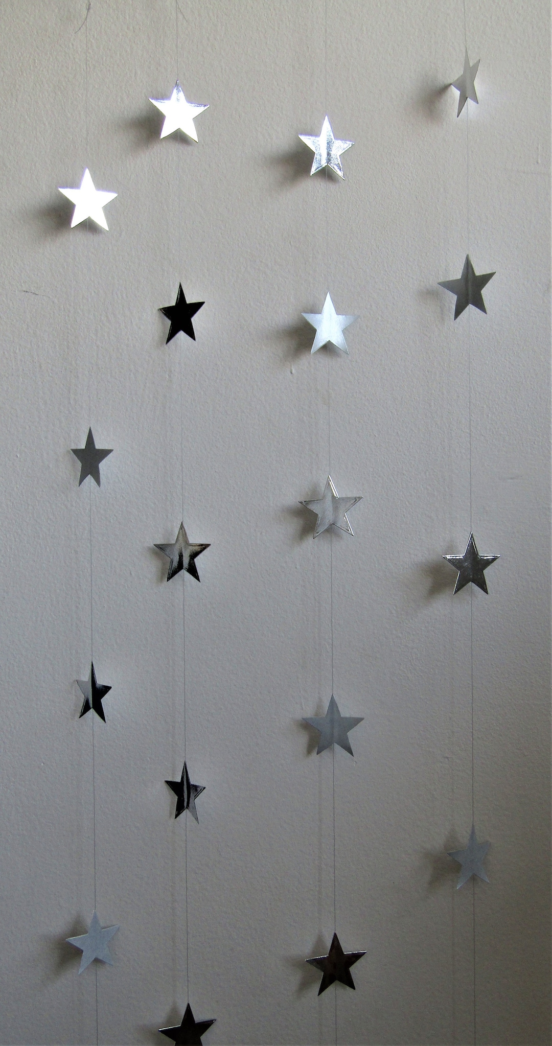 Silver Glitter Star Garland, Silver Wedding Decoration, Silver Baby
