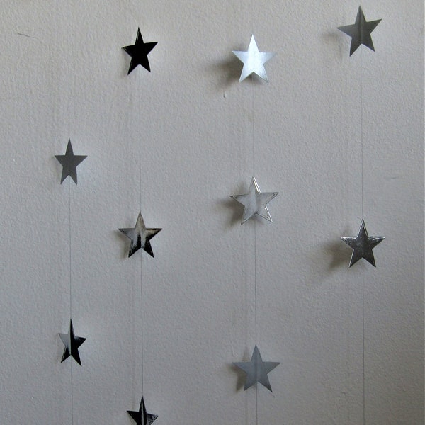 Silver Star Garland, Silver Wedding Decoration, Silver Baby Shower Decoration, Silver Party, Silver Anniversary Decoration, star garland