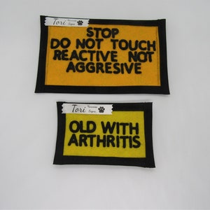 Dog, Harness, Sign/Patch, Pet, name, patch, Reactive dog, Special needs, dog sign, Dog warning sign/patch, Tori