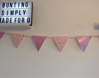 Garden bunting, Pink, Outdoor Bunting, Garden Party, Oilcloth Bunting, Waterproof bunting