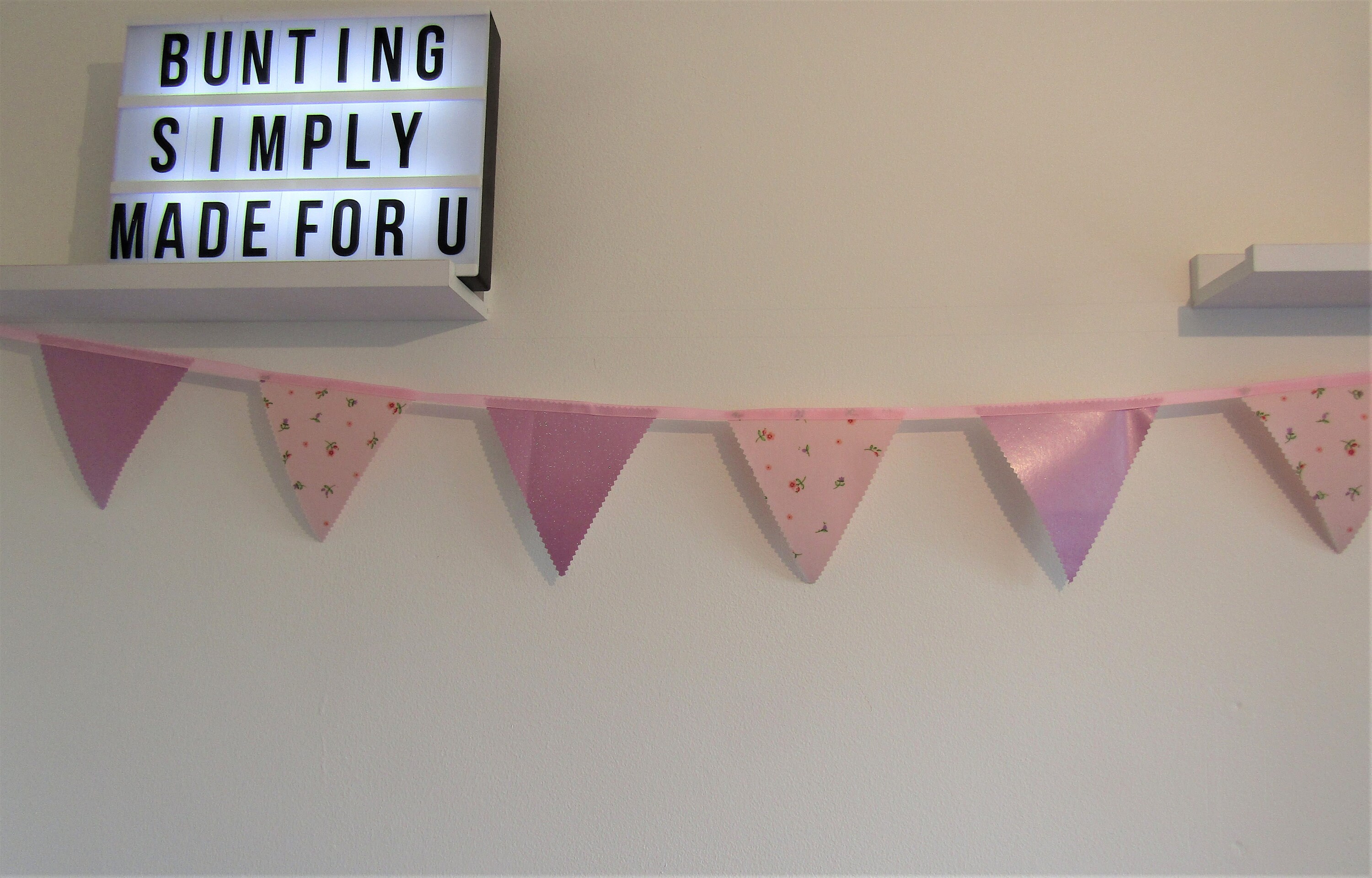 Garden bunting, Pink, Outdoor Bunting, Garden Party, Oilcloth Bunting, Waterproof bunting