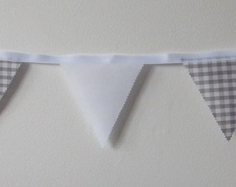 Monochrome Bunting, Grey & White, Nursery Decor, Baby shower, Bedroom Bunting