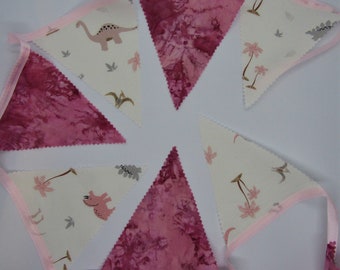 Dinosaur bunting, pink dinosaurs, girls dinosaur, bedroom decor, party bunting