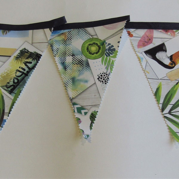 Outdoor Bunting, Tropical, Waterproof bunting, Garden Party decoration, Bbq, oilcloth, camping