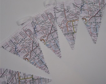 London, Underground, London Bunting, Travel gift, Man Cave, Fathers Day gift,  Iconic