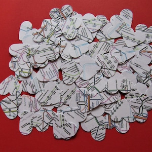 Reise-/Untergrund-Hochzeitskarte, Herz-Konfetti, Karte, Tischdekoration, recycelt, umweltfreundlich