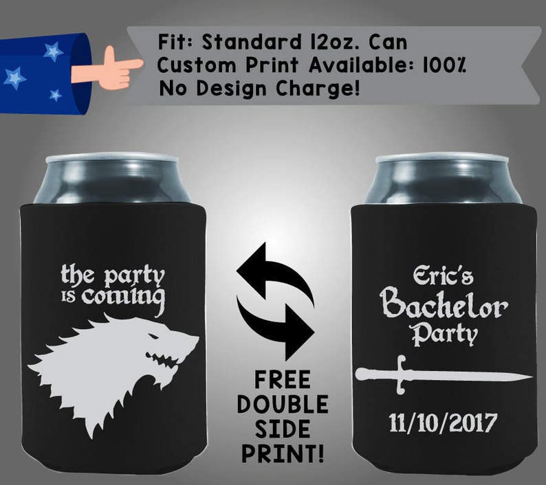 Party Coming Name Bachelor Party Date Neoprene Wedding Can Cooler Double Side Print Bach15
