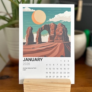 National Park 2026 Desk Calendar: Art prints, Reclaimed Wood Stand