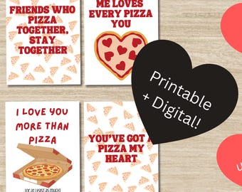 Pizza Valentine's Day Cards – Set of 8 - Funny Puns (Printable PDF File)