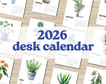 Houseplant 2026 Desk Calendar (2 sizes) | Printable