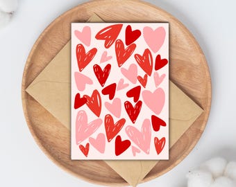 Heart Pattern Valentine’s Day Card | Cute Love Card | Romantic Valentine Greeting Card A2