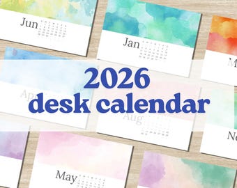 2026 Soft Pastel Art Prints Desk Calendar • Minimalist Monthly Calendar