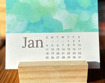 2027 Watercolor Desk Calendar • Minimalist Monthly • Soft Pastel Art Prints