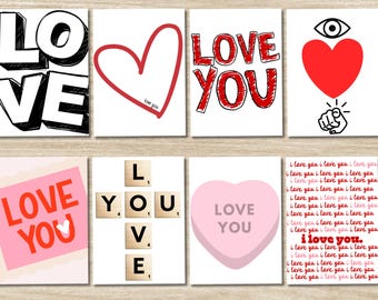 Love You Cards – Minimal Valentine Notes - Pack of 8