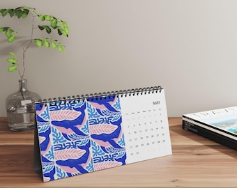 Modern Ocean Art Desktop Calendar 2026