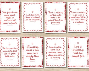 Friendship Quote Cards - Heartfelt Valentine's Day Card Set