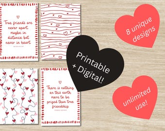 Minimal Valentine Wall Art | Set of 8 - Modern Heart Printable | Digital Download