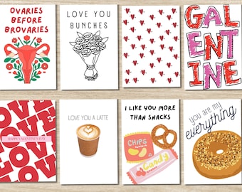 Funny Galentine’s Day Card Set – Cheeky, Love, Modern Valentine Pack