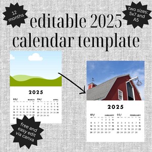 2025 Photo Calendar - Digital Template - 2 month calendar view