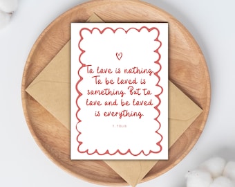 Romantic Love Quote Valentine Card | Scalloped Border, A2