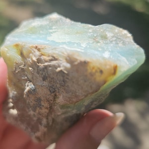 Raw Blue Opal from Peru, Rare Chunk of Translucent High Grade Lapidary Rough &lt;100