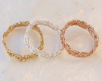 Goldring  schmal, vergoldeter Ring 4mm, goldener Ring,kleiner Ring,minimalistischer Goldring,Knöchelring gold,Trend, crochet wire jewelry