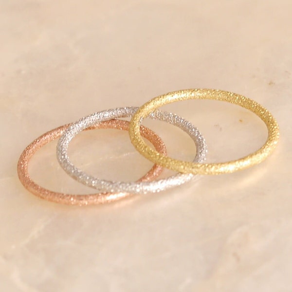 Kleiner schmaler Bandring 925 diamantiert gold oder silber Knuckle Ring, Knöchelring, Stapelring, Silberring, Goldring minimalistisch