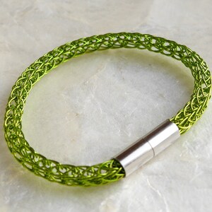 Green bracelet for him and her, men's jewelry, women's jewelry, green, light green, grass green, handmade wire jewelry knitted Viking 20 Centimeters