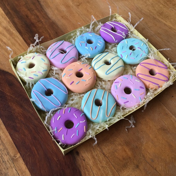 12 handmade polymer clay pastel doughnut pattern weights