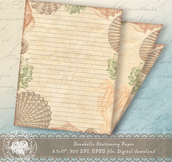 printable lined stationery printable journal pages nautical etsy