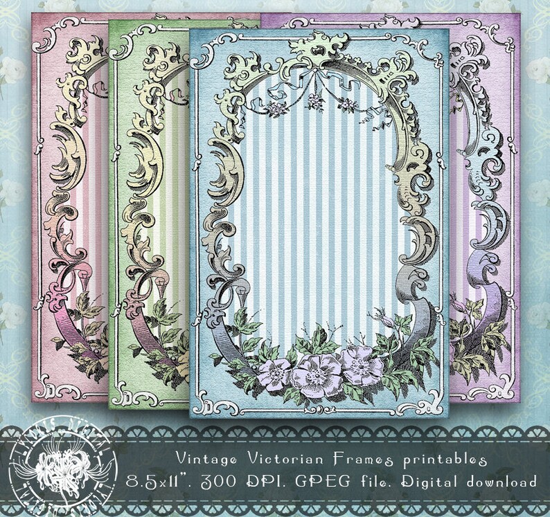 Digital Collage Sheet 4x6 Printable Paper Victorian Frame Collage Printable Collage Sheet 4x6 Digital Paper Scrapbook Paper
