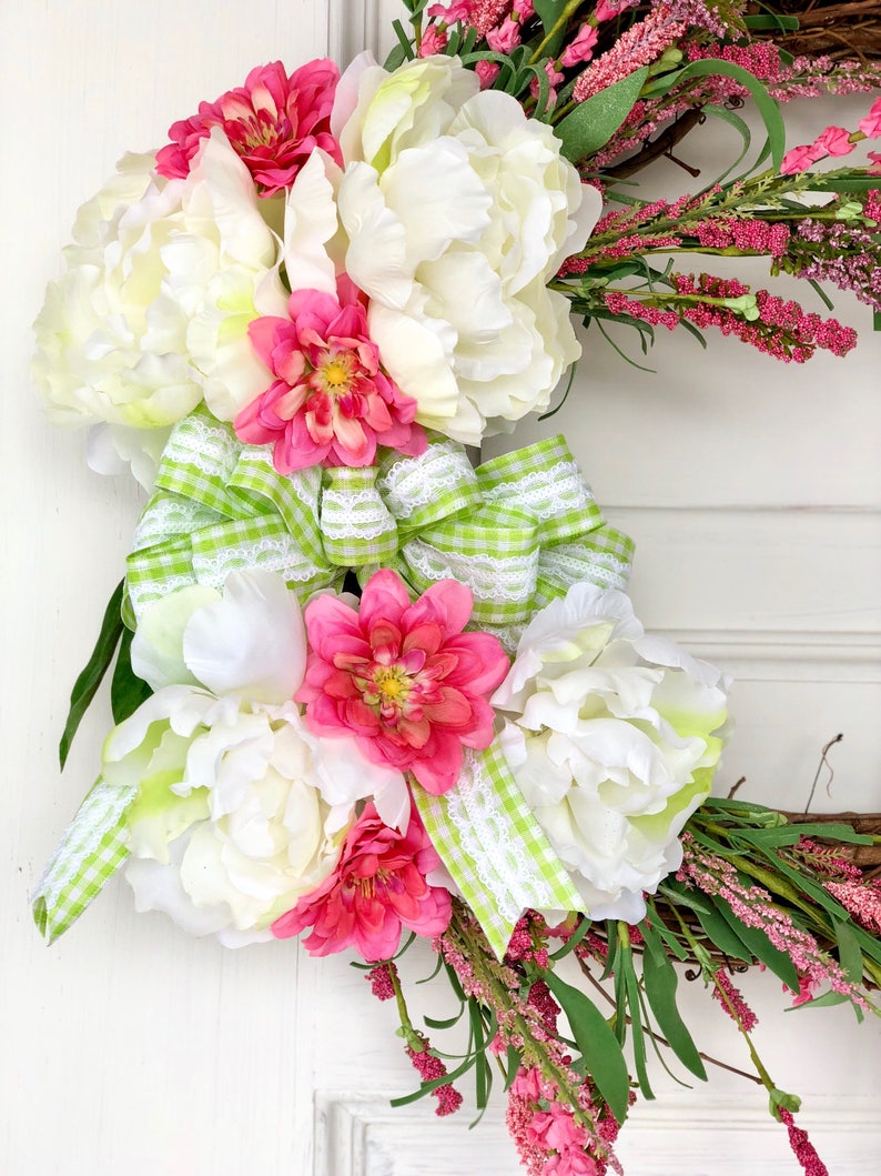 Spring Wreath for Front Door Summer Wreath Housewarming Gift Spring Decor Easter Decor Mothers Day Gift Easter Wreath Floral Wreath image 2