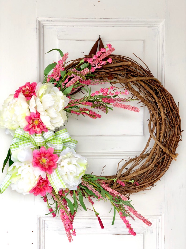 Spring Wreath for Front Door Summer Wreath Housewarming Gift Spring Decor Easter Decor Mothers Day Gift Easter Wreath Floral Wreath image 1