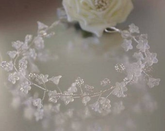 White Flower Hair Vine/Accessory Various Lengths  Wedding Prom Party