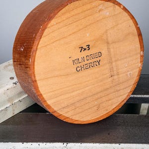 Kiln Dried Wood Bowl or Project Turning Blank - Round - 7&quot; x 7&quot;x 3&quot; Wood: Cherry