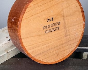 Kiln Dried Wood Bowl or Project Turning Blank - Round - 7&quot; x 7&quot;x 3&quot; Wood: Cherry