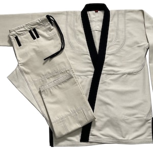 Bjj Gi Jiu Jitsu UnBleached Kimonos Gi Black Collar 100% Cotton Perl Weave 450GSM Valentine Day Gift For Him Her
