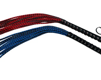 Handmade Braided Leather Flogger, 9 Tails, Corset Handle