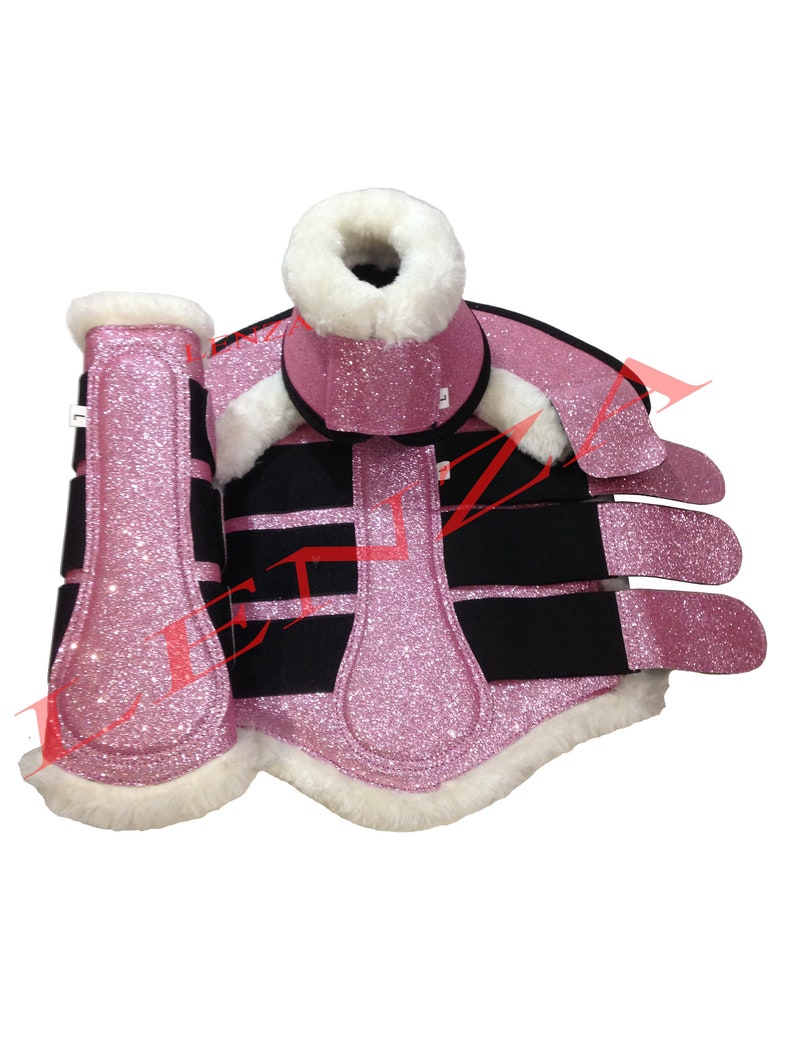 Glitter Horse Brushing and Bell Boots Large Size Pink Glitter Etsy