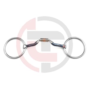 Loose Ring Ported Barrel Horse Bit, Blue Sweet Iron Snaffle, Tongue Relief Mouthpiece