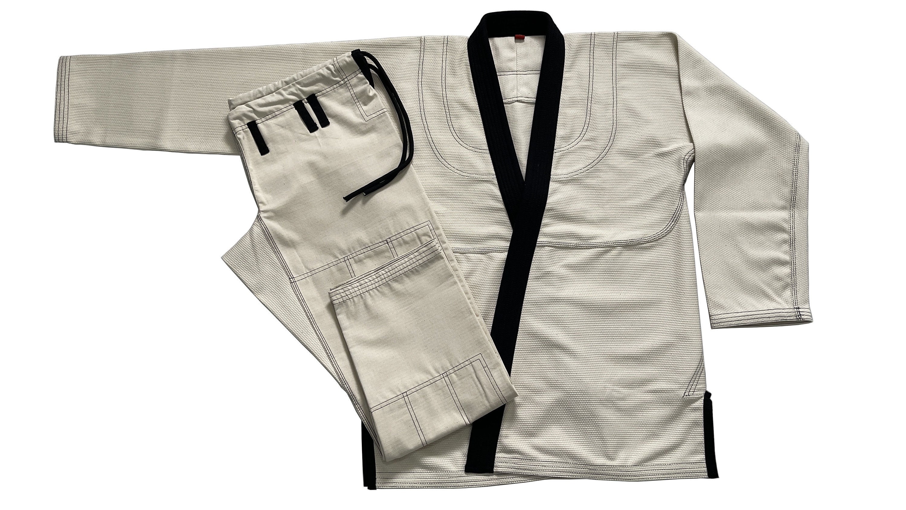 Bjj Gi Jiu Jitsu Unbleached Kimonos Gi Black Collar 100% Cotton Perl Weave  450GSM Valentine Day Gift for Him Her 