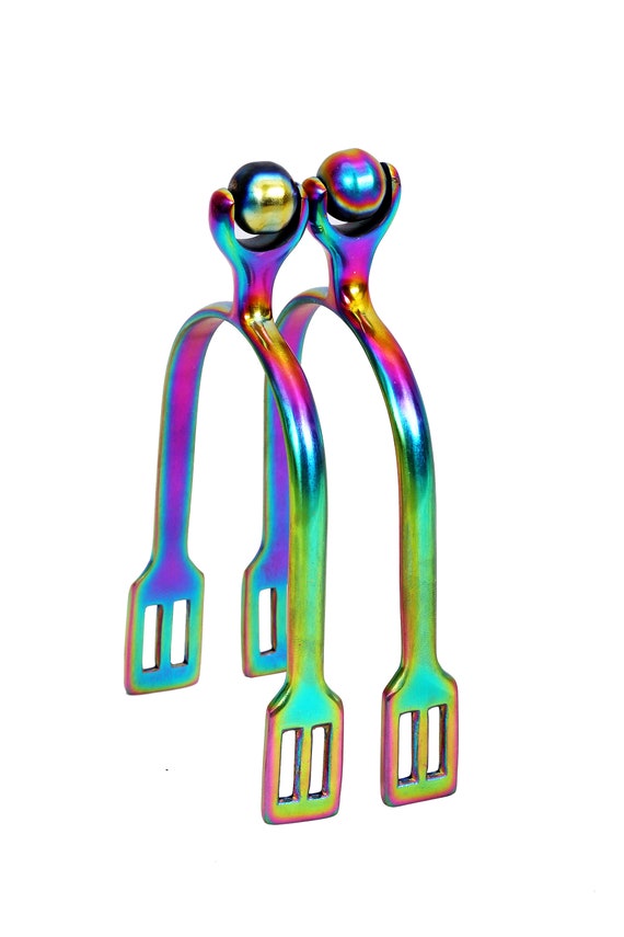 Éperons D'équitation Arc-en-ciel Multicristaux - PRO IRON GEAR - Roulement à Bille - Neufs