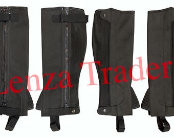 Black Amara Half Chaps - Equestrian English Riding Chaps