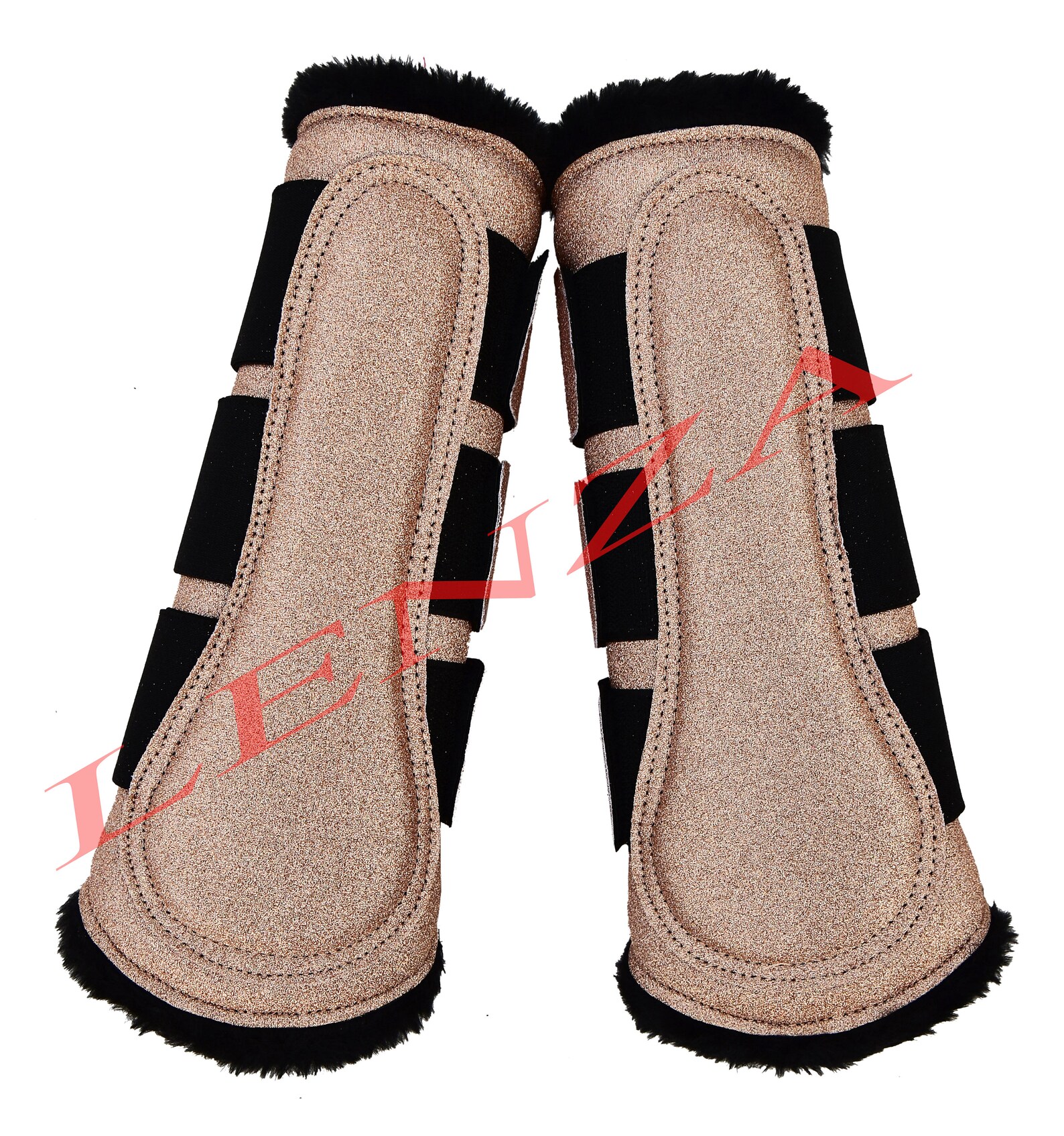 Horse Brushing Boots Rose Gold Glitter Support Boots Dressage Etsy UK