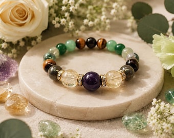 8-Crystal Wealth, Abundance & Success Bracelet – Prosperity Manifestation Jewelry for Women