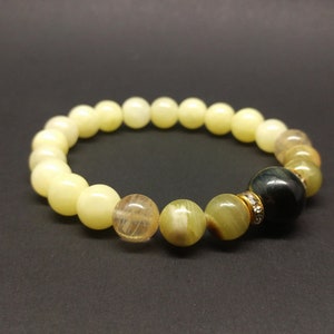 Jade and Citrine Bracelet for Long and Peaceful Life, Protection and Grounding Jewelry, Womens Birthday Gift